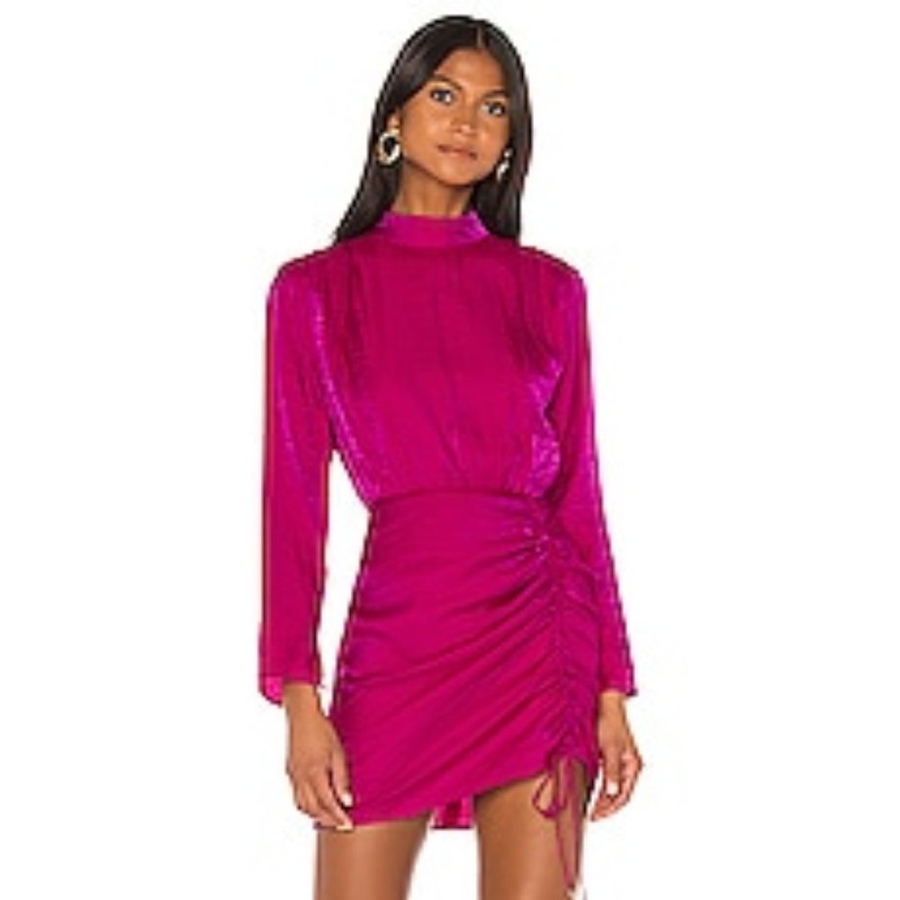 Finders Keepers Fuchsia Ruched Mini Dress